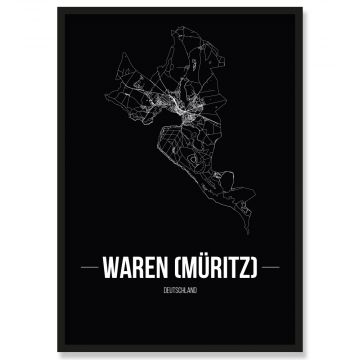 Stadtposter Waren Black