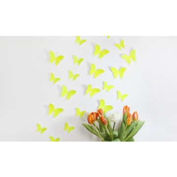 Wandtattoo 3D - Schmetterlinge neon gelb