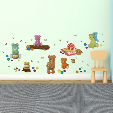 Wandsticker Set XL - Teddybären Picknick