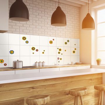 Fliesensticker Set Retro Blumen