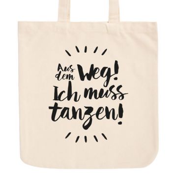 JUNIWORDS Pastell Jutebeutel Aus dem Weg! Ich muss tanzen!