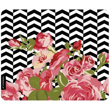 Mousepad pinke Rosen mit Chevronmuster