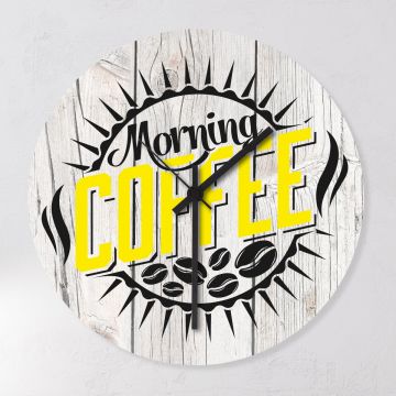 Wanduhr Kaffee Gelb