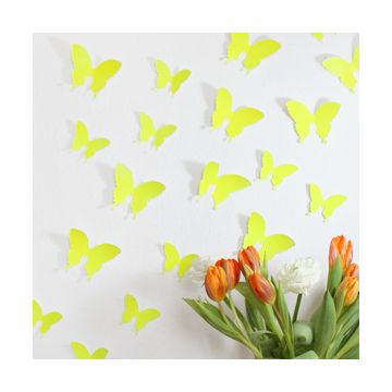 Wandtattoo 3D - Schmetterlinge neon gelb