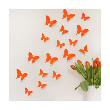 Wandtattoo 3D - Schmetterlinge neon orange