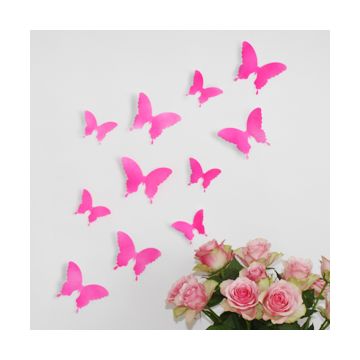 Wandtattoo 3D - Schmetterlinge neon pink