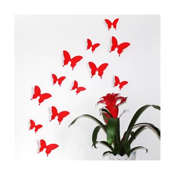 Wandtattoo 3D - Schmetterlinge rot
