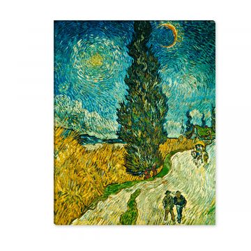 Leinwandbild Van Gogh Landstraße mit Zypresse und Stern
