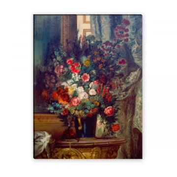 Vase mit Blumen auf einer Konsole von Eugéne Delacroix als Leinwandbild