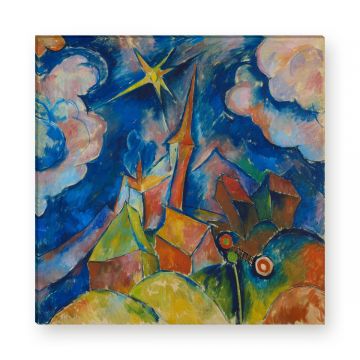 Kirche mit Sonne von Walter Ophey als Leinwandbild