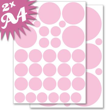 Wandsticker Set A4 - Pastell Punkte Rosa