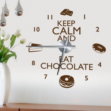 Wandtattoo Uhr - Keep calm and eat chocolate