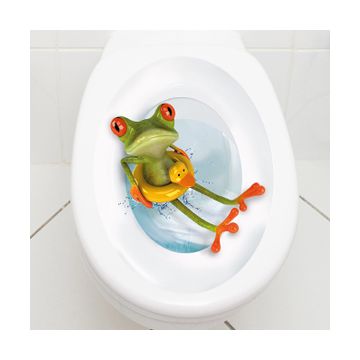 WC Aufkleber Frosch mit Rettungsring