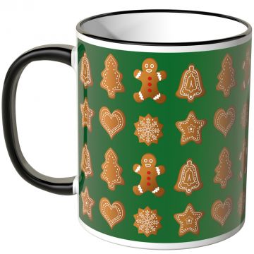 JUNIWORDS Tasse Lebkuchen auf rotem Hintergrund