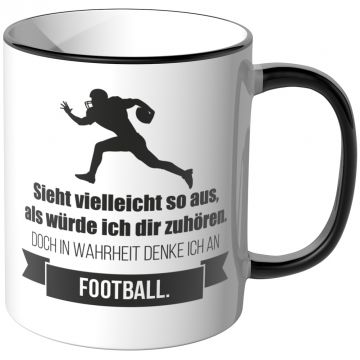 JUNIWORDS Tasse Sieht vielleicht so aus, als würde ich dir zuhören - Football