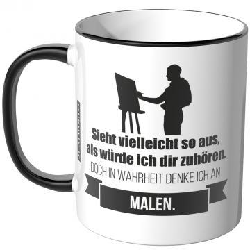 JUNIWORDS Tasse Sieht vielleicht so aus, als würde ich dir zuhören - Malen