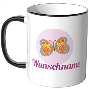 JUNIWORDS Tasse Schmetterling mit Wunschname - Motiv 2