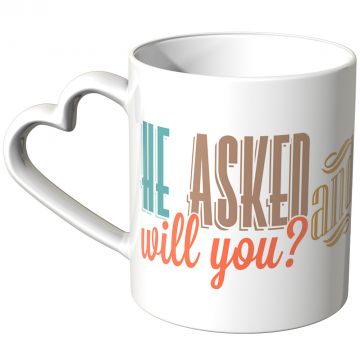 JUNIWORDS Herz Tasse He asked will you? And she said Yes!