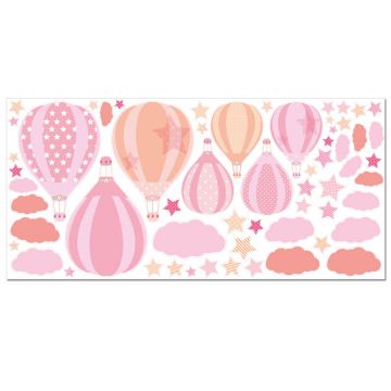 Wandsticker Set XL - Heißluftballons Rosa