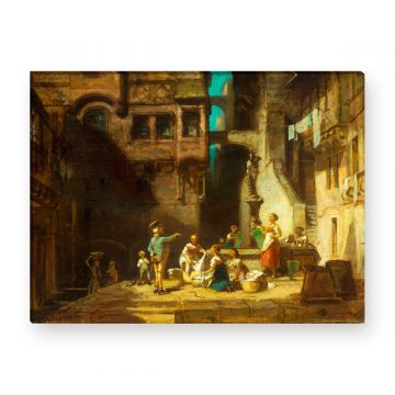 Wäscherinnen am Brunnen von Carl Spitzweg als Leinwandbild