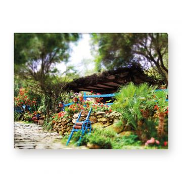 Leinwandbild - Garten - Garden - Blue Fence