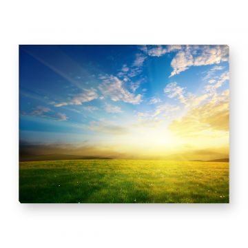 Leinwandbild -  Sonnenuntergang - Wiese