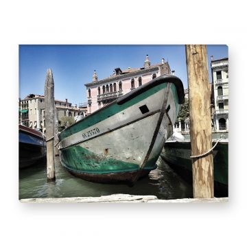 Leinwandbild - Venice green Boat - Venedig  - Boot