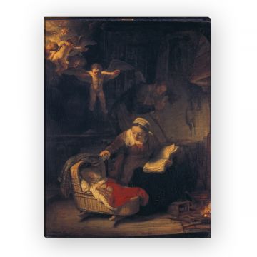Heilige Familie mit Engel von Rembrandt als Leinwandbild