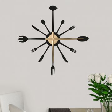 Wandtattoo Uhr - Besteck-Sonne