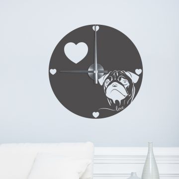 Wandtattoo Uhr - Mops