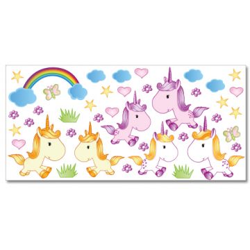 Wandsticker Set XL - süße Einhörner