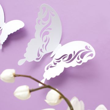 Wandtattoo 3D - Schmetterlinge weiß mit Muster