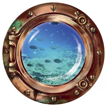 Wandsticker Bullauge "Fischschwarm im Meer"