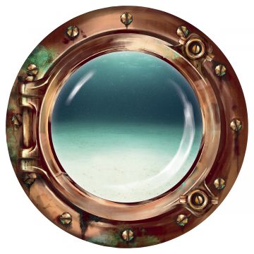 Wandsticker Bullauge "Meeresboden im blauen Meer"