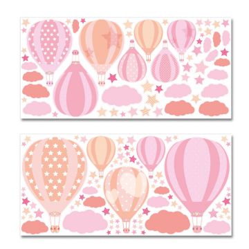 Wandsticker Mega Set - Heißluftballons Rosa