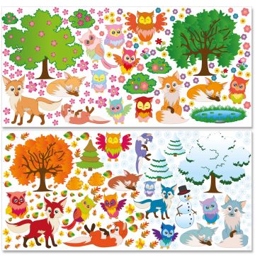 Wandsticker Mega Set - Eulen und Füchse