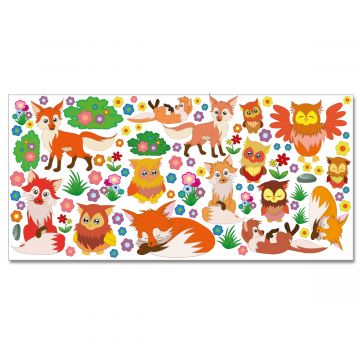 Wandsticker Set XL - Eulen und Füchse