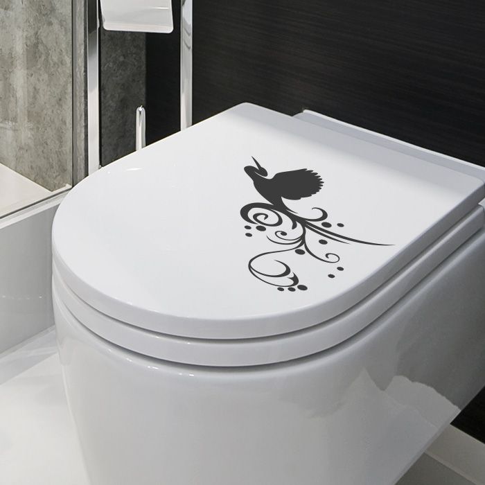 Design-WC-Deckel-Aufkleber Vogel-Ranke