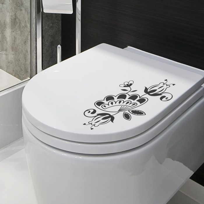 Design-WC-Deckel-Aufkleber Blumen-Ranke