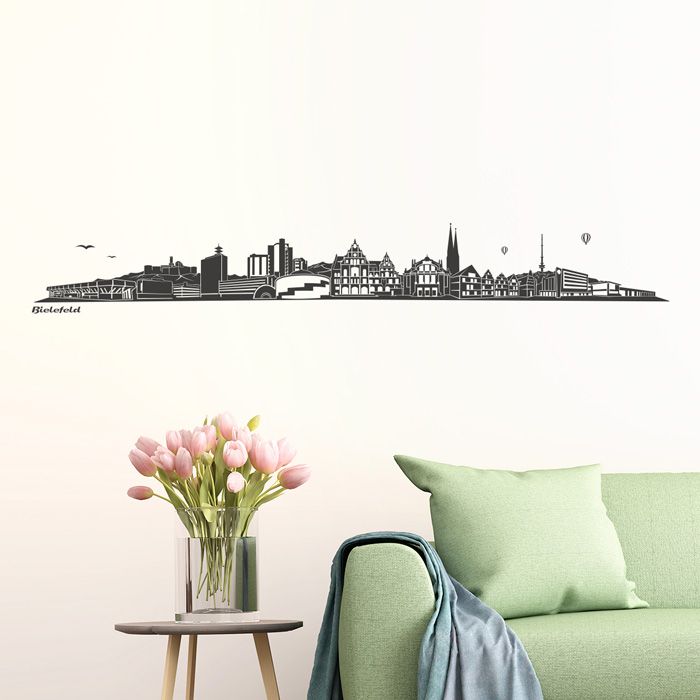Wandtattoo Skyline Bielefeld ohne Fluss