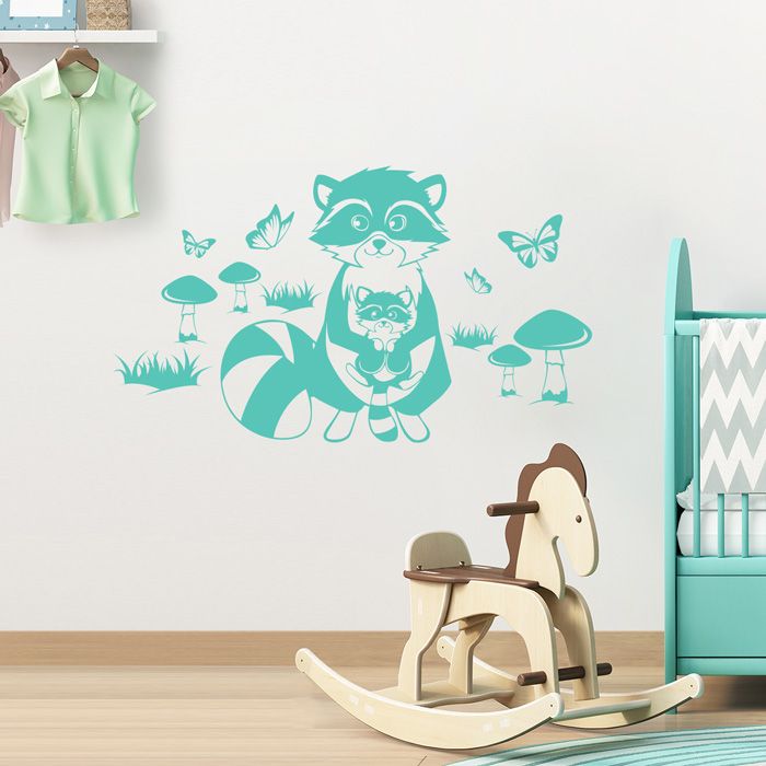 Wandtattoo Waschbären Kinderzimmer