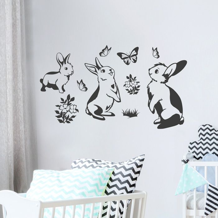 Wandtattoo Kaninchen Familie Kinderzimmer