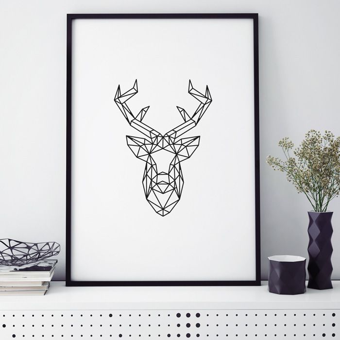 hirschkopf origami poster