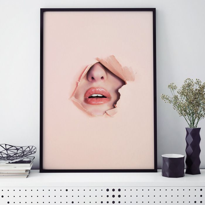 Poster Lippen Pastell Orange