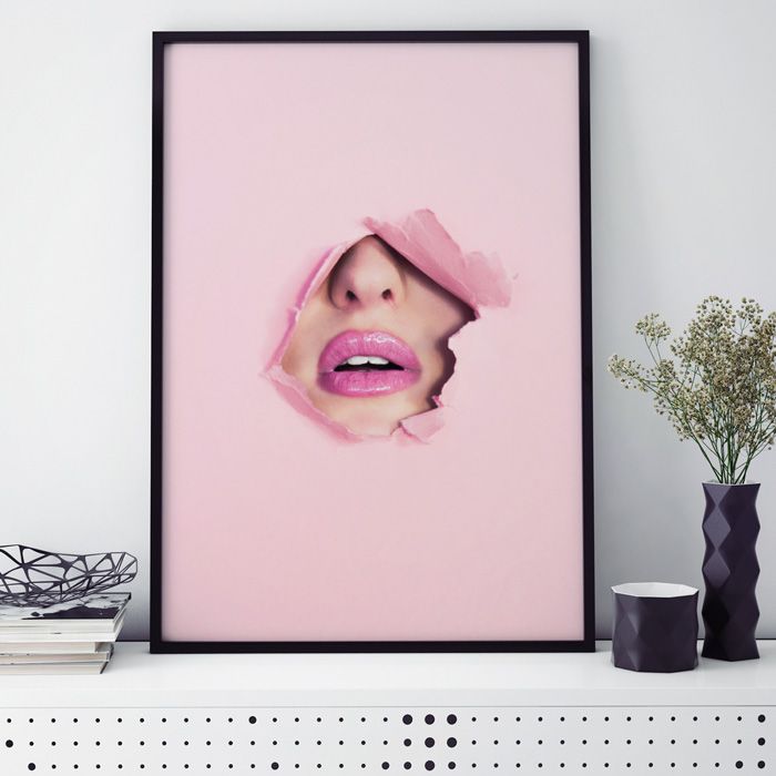 Poster Lippen Pink Rahmen