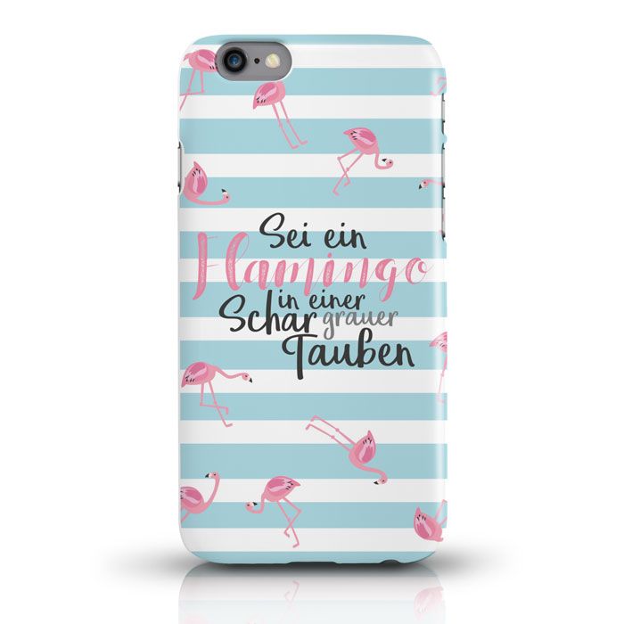 JUNIWORDS Handycase Sei ein Flamingo in einer Schar grauer Tauben