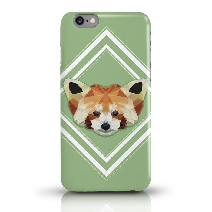 JUNIWORDS Handycase roter Panda Lowpoly