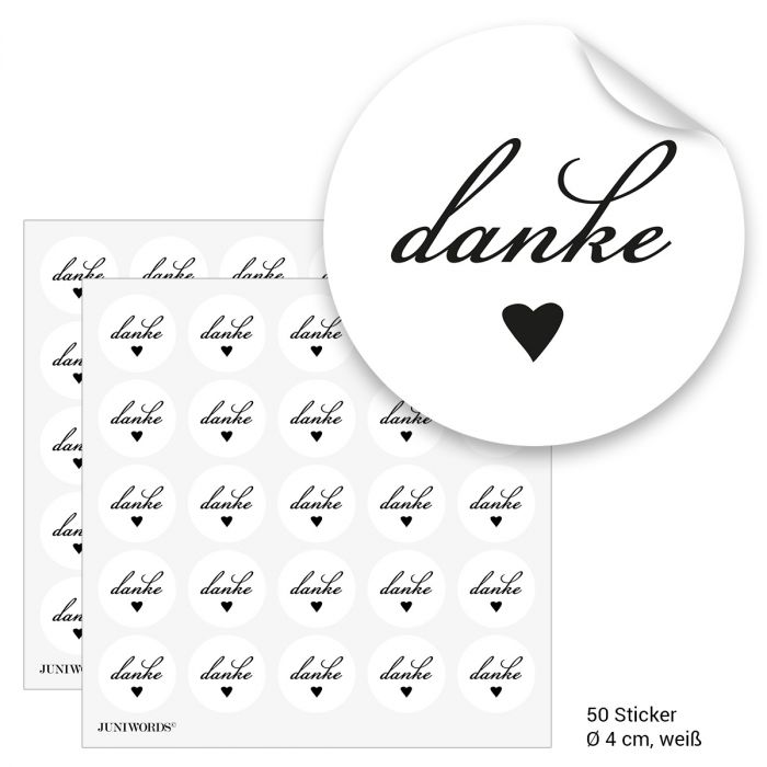 Geschenktüten mit Aufklebern "Danke" - weiss