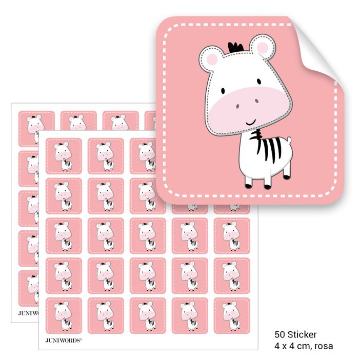 Geschenktüten mit Aufklebern "Zebra" - rosa