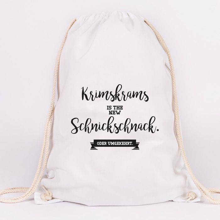 juniwords turnbeutel krimskrams is the new schnickschnack weiß